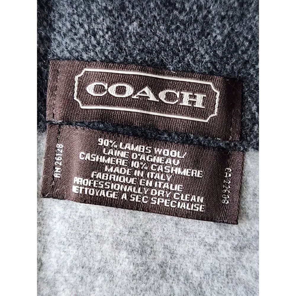 Coach Wool Cashmere blend scarf 9 1/2" w 59" long UNISEX BLUE GRAY STRIPED - Picture 2 of 5